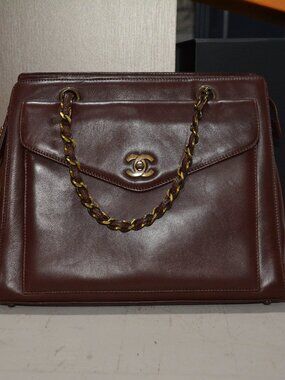 Vintage Chanel Leather Envelope Tote
